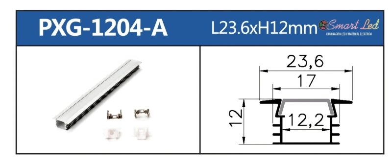 PERFIL PARA CINTA LED INCRUSTAR DOBLE FONDO 3 METROS - Imagen 2