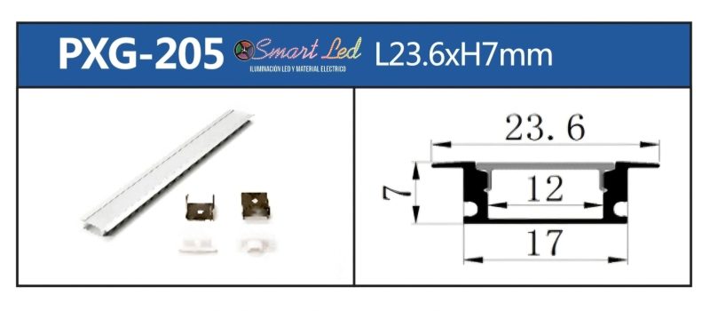 PERFIL PARA CINTA LED INCRUSTAR PLANO 3 METROS - Imagen 3