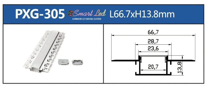 PERFIL PARA CINTA LED PERFORADO 3 METROS PXG 305 - Imagen 2