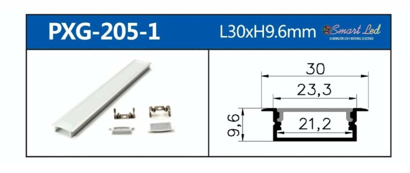 PERFIL PARA CINTA LED INCRUSTAR PLANO X 3 METROS 205-1 - Imagen 2