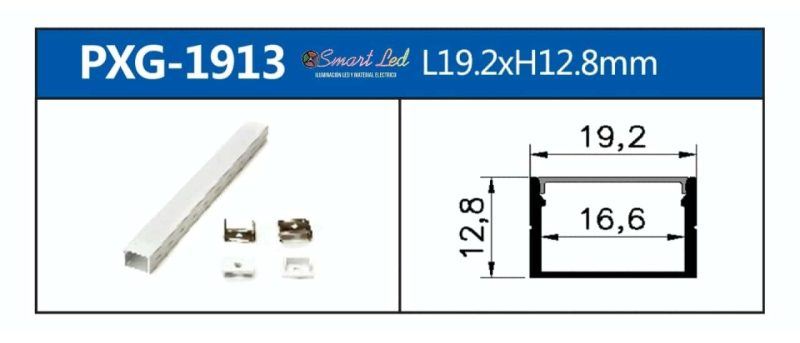 PERFIL PARA CINTA LED SOBREPONER 3 METROS 1913 - Imagen 2
