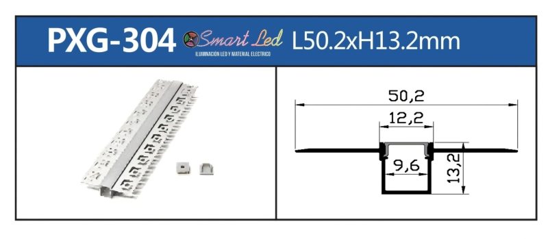 PERFIL PARA CINTA LED PERFORADO 3 METROS PXG 304 - Imagen 2
